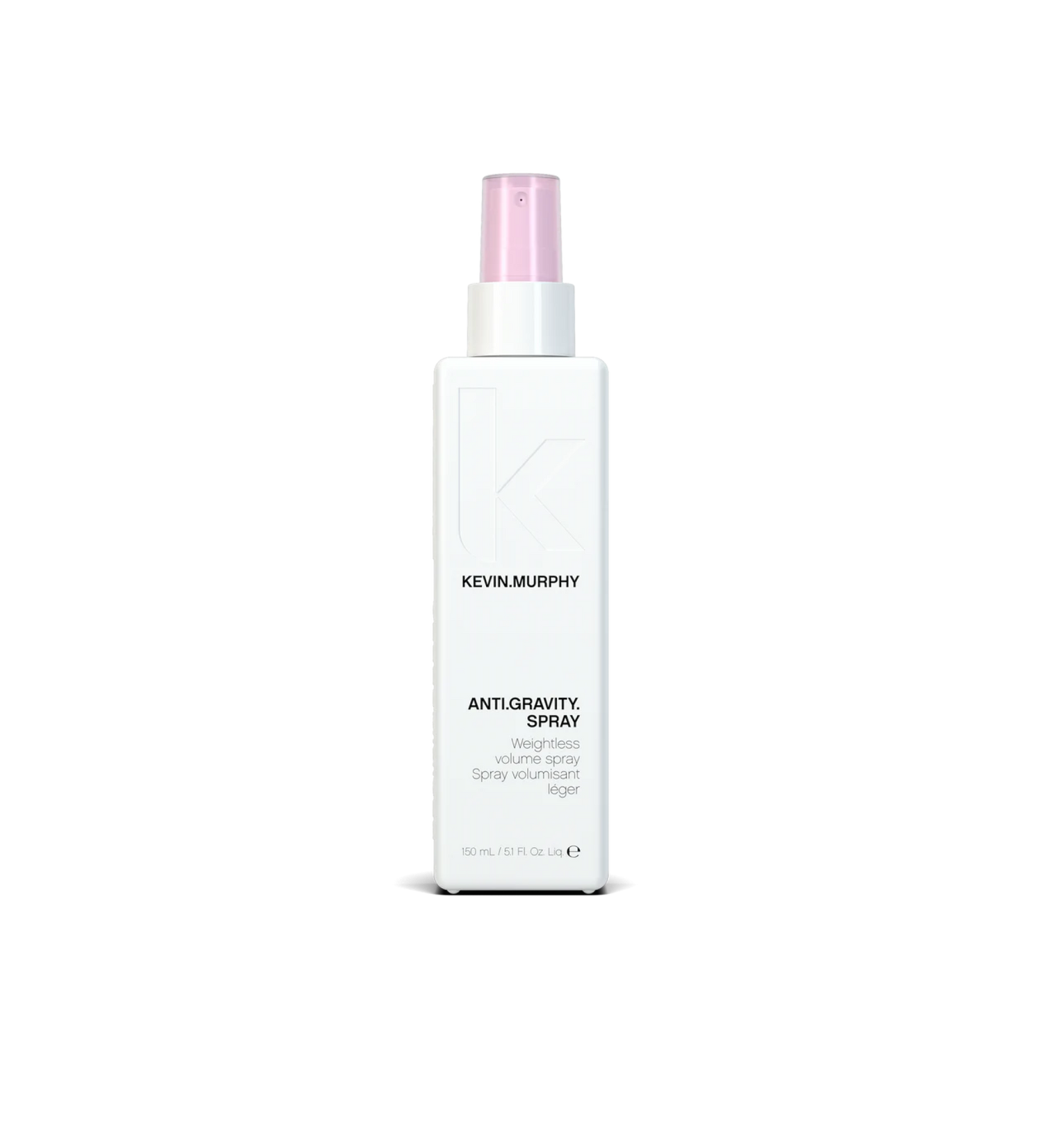 A bottle of **KEVIN.MURPHY ANTI.GRAVITY.SPRAY**, a lightweight, oil-free volumizing spray that adds lift, control, and shine. The sleek, matte lavender packaging reflects its weightless formula, perfect for creating long-lasting volume and frizz-free styles.