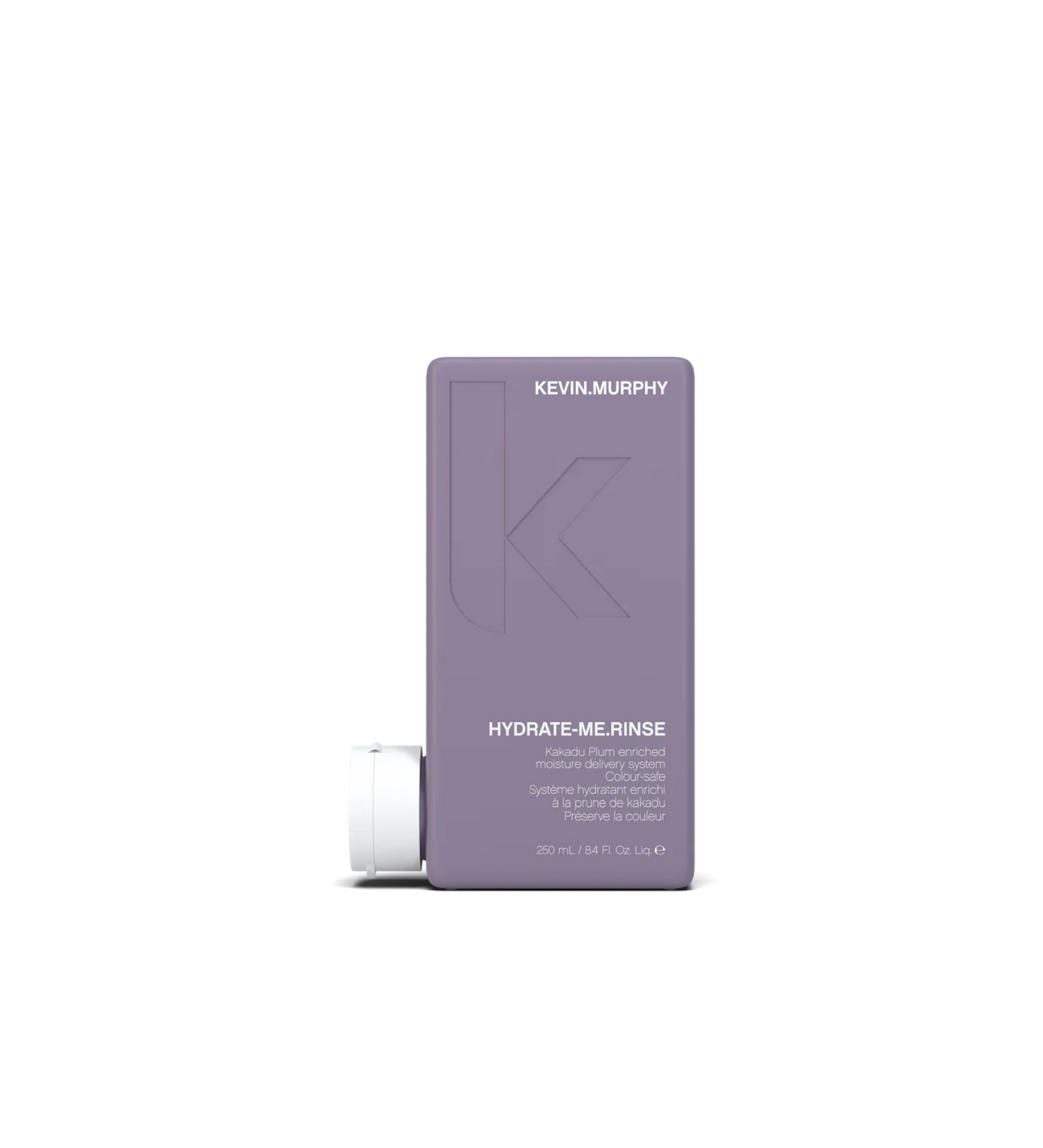 A bottle of **KEVIN.MURPHY HYDRATE-ME.RINSE**, a luxurious, moisture-rich conditioner designed to smooth and hydrate dry or damaged hair. Enriched with Kakadu plum, shea butter, and evening primrose oil, this formula helps lock in essential moisture, enhance shine, and leave hair feeling soft, nourished, and revitalized.