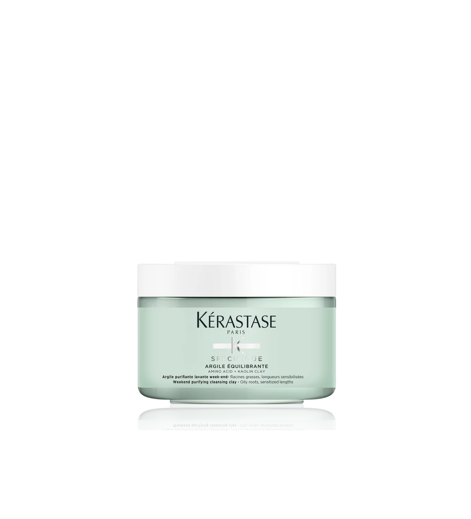 A tube of **Kérastase Spécifique Argile Équilibrante Hair Cleanser**, a purifying clay shampoo designed for oily hair and scalp. Enriched with kaolin and montmorillonite clays, it deeply cleanses, removes excess oil, and balances the scalp while leaving hair feeling refreshed, soft, and voluminous.