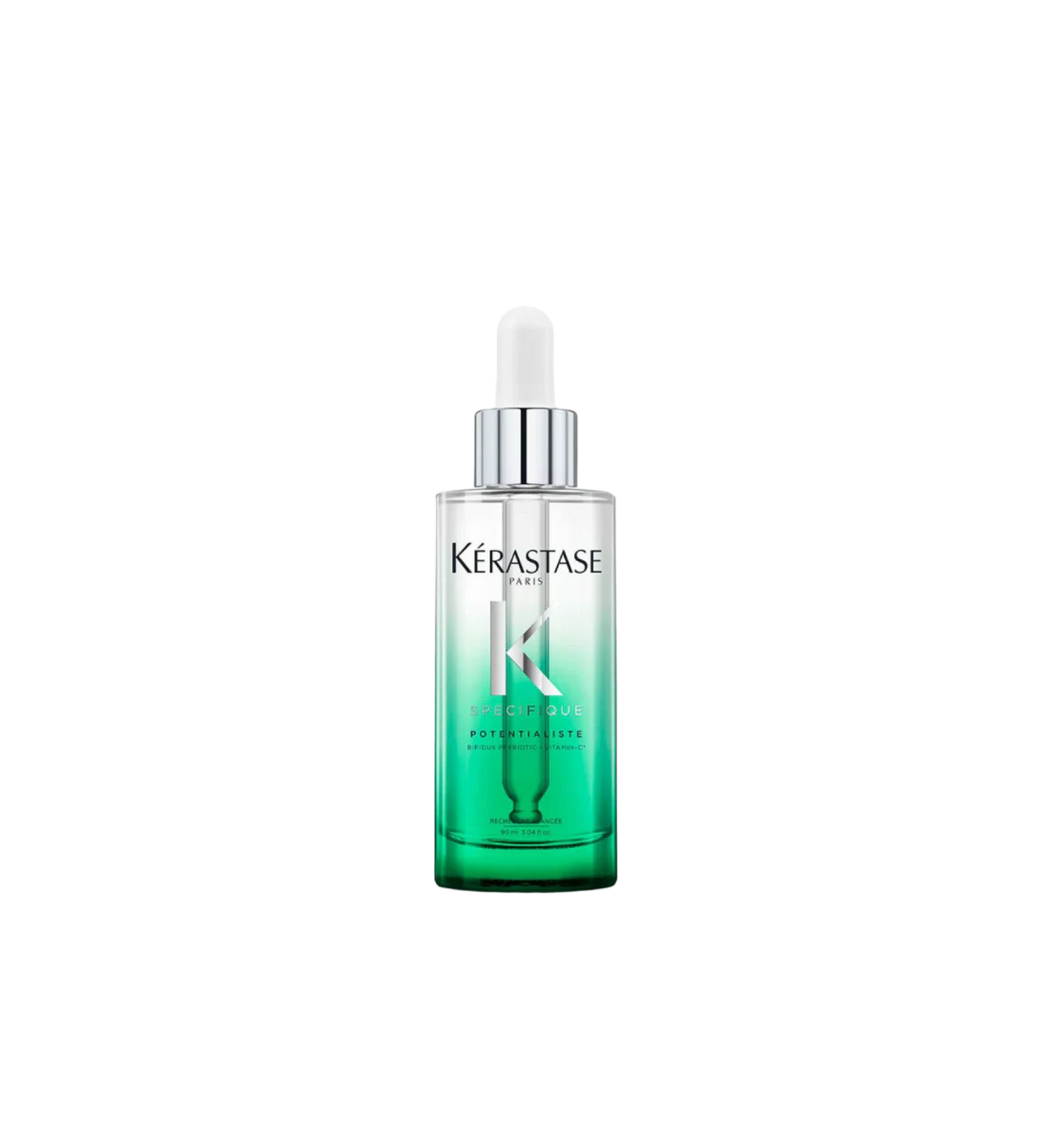 A bottle of **Kérastase Spécifique Sérum Potentialiste**, a balancing Vitamin C-enriched hair and scalp serum. Designed to strengthen the scalp’s protective barrier, it helps soothe sensitivity, reduce irritation, and maintain a healthy microbiome for stronger, more resilient hair.